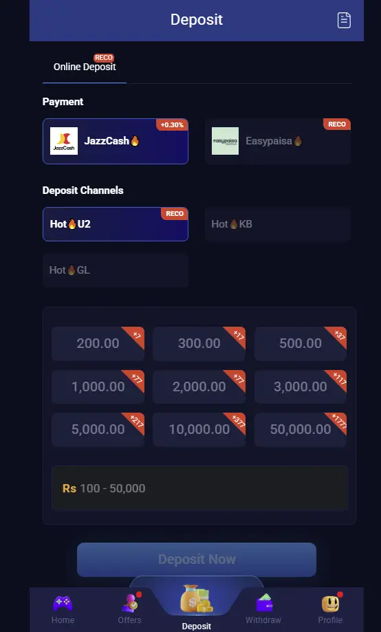 Deposit 899U Game