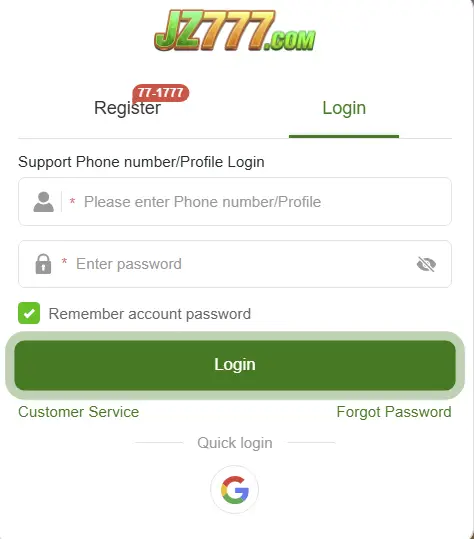 JZ777 Game Register Now