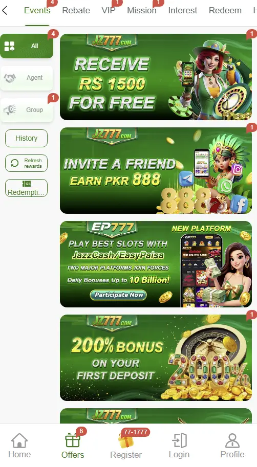 JZ777 Game Rewards And Bonus
